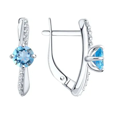 Серьги из серебра с топазами и фианитами из серебро