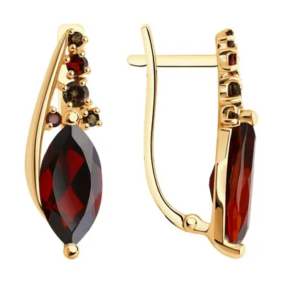 Серьги из золочёного серебра с полудрагоценными вставками из серебро