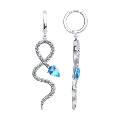 Серьги из серебра с топазами и фианитами из серебро