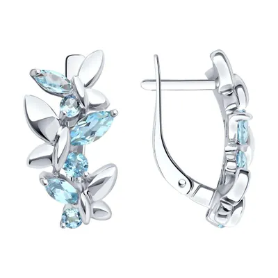 Серьги из серебра с топазами из серебро