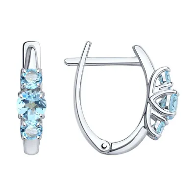 Серьги из серебра с топазами из серебро