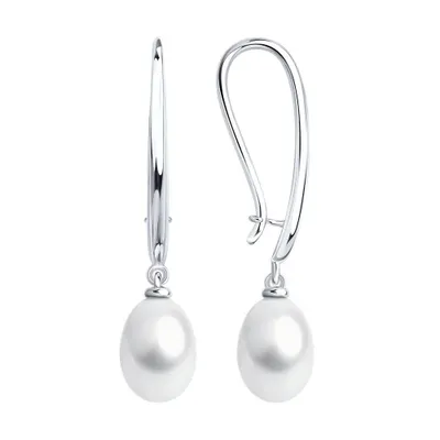 Серьги из серебра с жемчугом из серебро