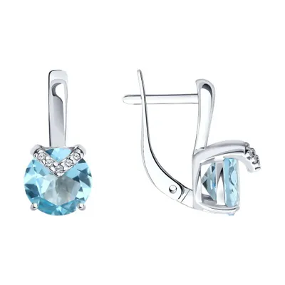 Серьги из серебра с топазами и фианитами из серебро