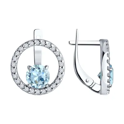 Серьги из серебра с топазами и фианитами из серебро