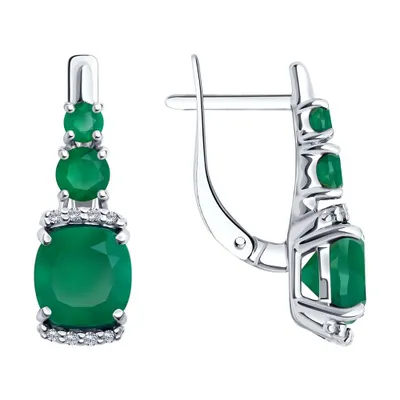 Серьги из серебра с агатами и фианитами из серебро