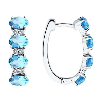 Серьги из серебра с топазами и фианитами из серебро