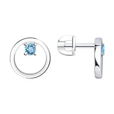 Серьги из серебра с топазами из серебро