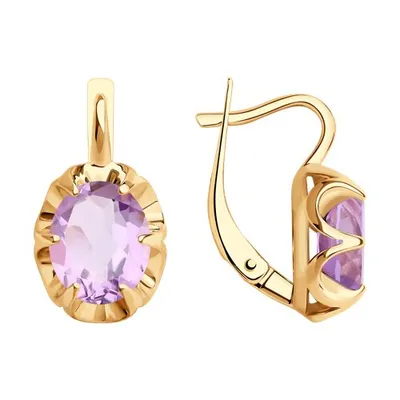 Серьги из золочёного серебра с аметистами из серебро