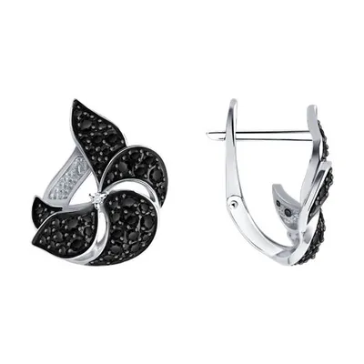 Серьги из серебра со шпинелью и фианитами из серебро