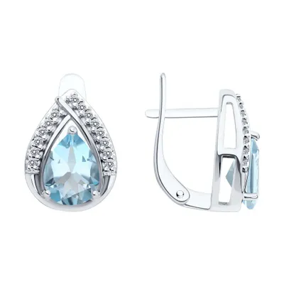 Серьги из серебра с топазами и фианитами из серебро