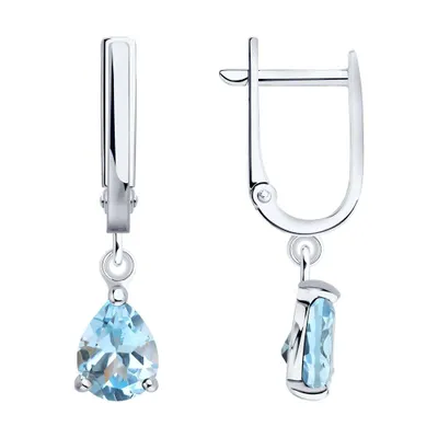 Серьги из серебра с топазами из серебро