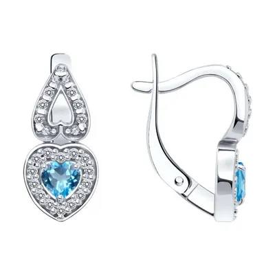 Серьги из серебра с топазами и фианитами из серебро