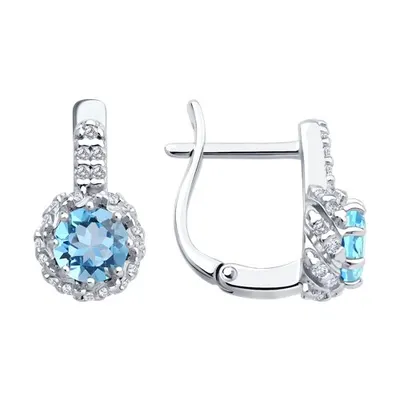 Серьги из серебра с топазами и фианитами из серебро