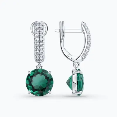 Серьги из серебра с кварцами и фианитами из серебро