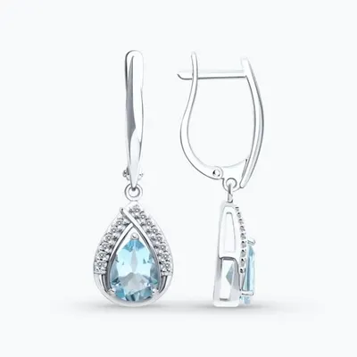 Серьги из серебра с топазами и фианитами из серебро