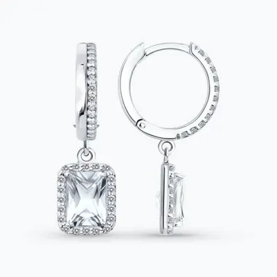 Серьги из серебра с горным хрусталем и фианитами из серебро
