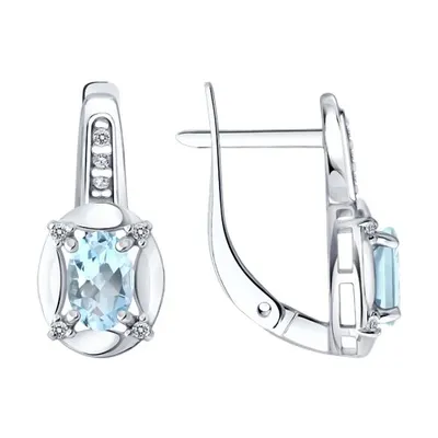 Серьги из серебра с топазами и фианитами из серебро