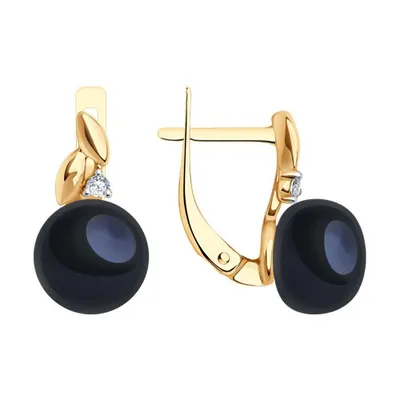 Серьги из золочёного серебра с жемчугом и фианитами из серебро