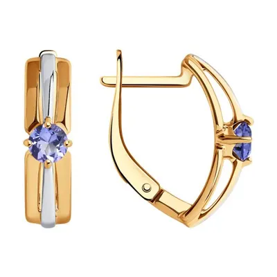 Серьги из золочёного серебра с танзанитами из серебро