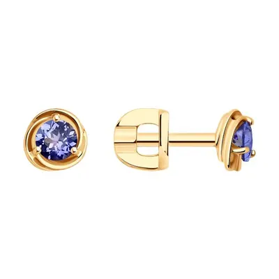 Серьги из золочёного серебра с танзанитами из серебро