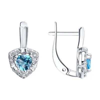 Серьги из серебра с топазами и фианитами из серебро