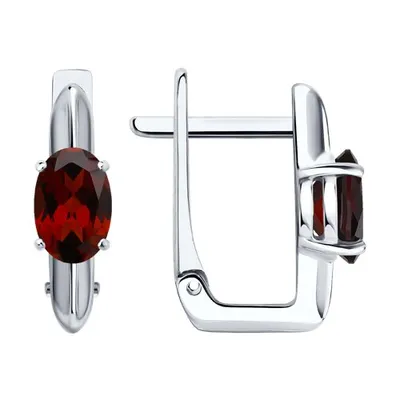 Серьги из серебра с гранатами из серебро