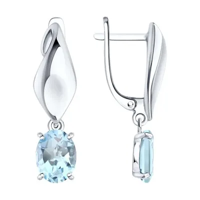 Серьги из серебра с топазами из серебро