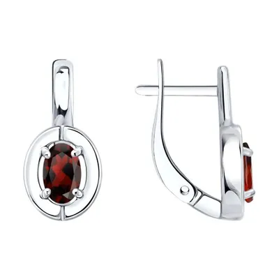 Серьги из серебра с гранатами из серебро