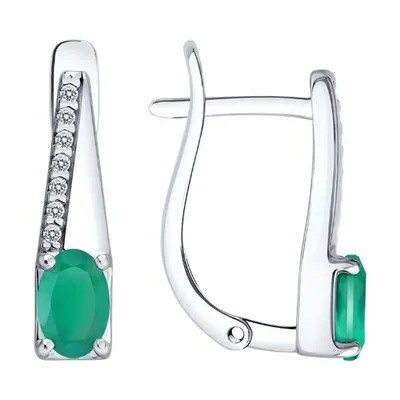 Серьги из серебра с агатами и фианитами из серебро