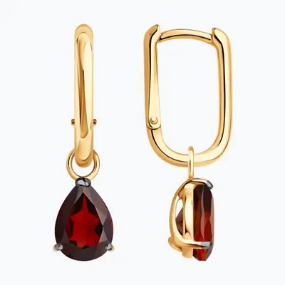 Серьги из серебра с гранатами из серебро