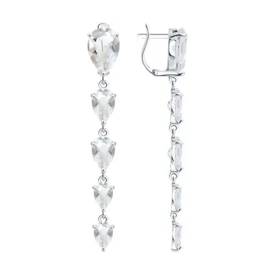 Серьги из серебра с горным хрусталем из серебро