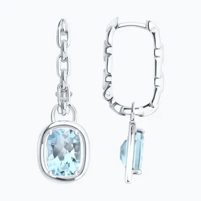 Серьги из серебра с топазами из родированное серебро