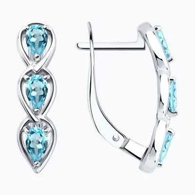Серьги из серебра с топазами из серебро