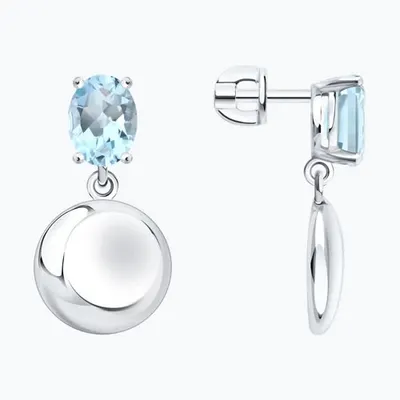 Серьги из серебра с топазами из серебро