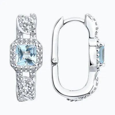 Серьги из серебра с топазами и фианитами из серебро