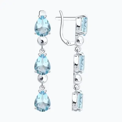 Серьги из серебра с топазами из серебро