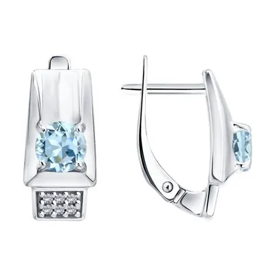 Серьги из серебра с топазами и фианитами из серебро