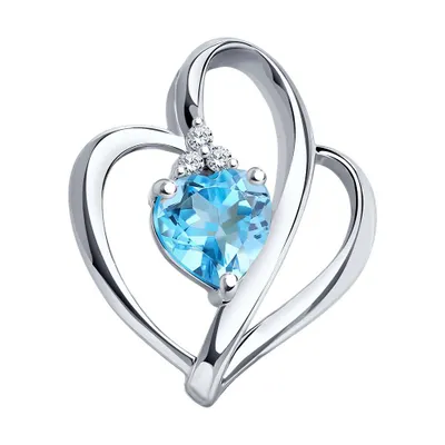 Подвеска из серебра с топазом и фианитами из серебро