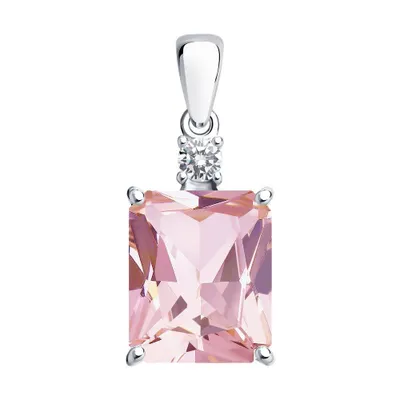 Подвеска из серебра с ситаллом и фианитом из серебро