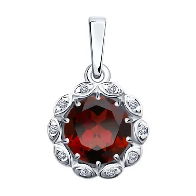 Подвеска из серебра с гранатом и фианитами из серебро