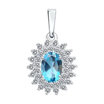 Подвеска из серебра с топазом и фианитами из серебро