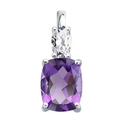 Подвеска из серебра с аметистом и фианитом из серебро