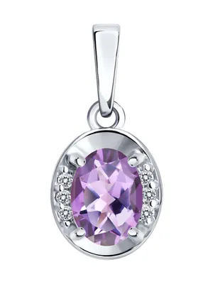 Подвеска из серебра с аметистом и фианитами из серебро