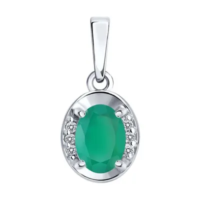 Подвеска из золочёного серебра с агатом и фианитами из серебро