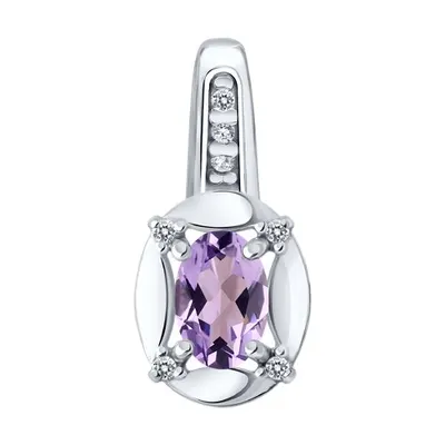 Подвеска из серебра с аметистом и фианитами из серебро