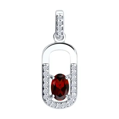 Подвеска из серебра с гранатом и фианитами из серебро