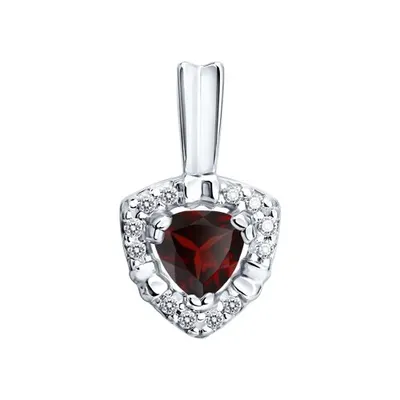 Подвеска из серебра с гранатом и фианитами из серебро