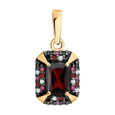 Подвеска из золочёного серебра с гранатом и фианитами из серебро