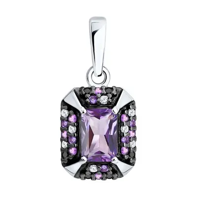 Подвеска из серебра с аметистом и фианитами из серебро
