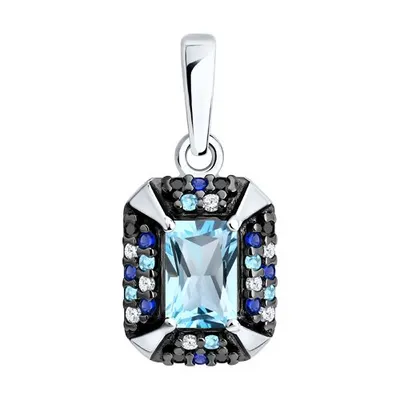 Подвеска из серебра с топазом и фианитами из серебро